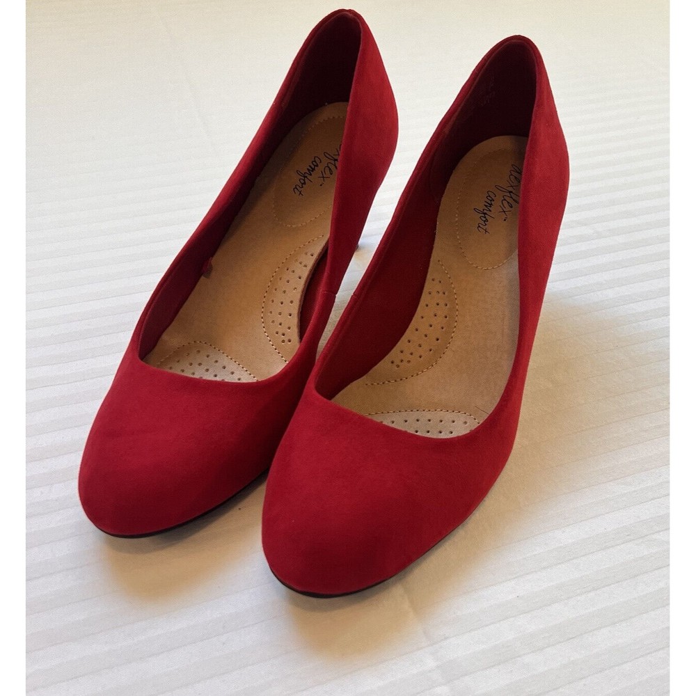 Dexflex Comfort Women's Size 11 Dark Red Faux Suede Karma Pump Heel Shoes